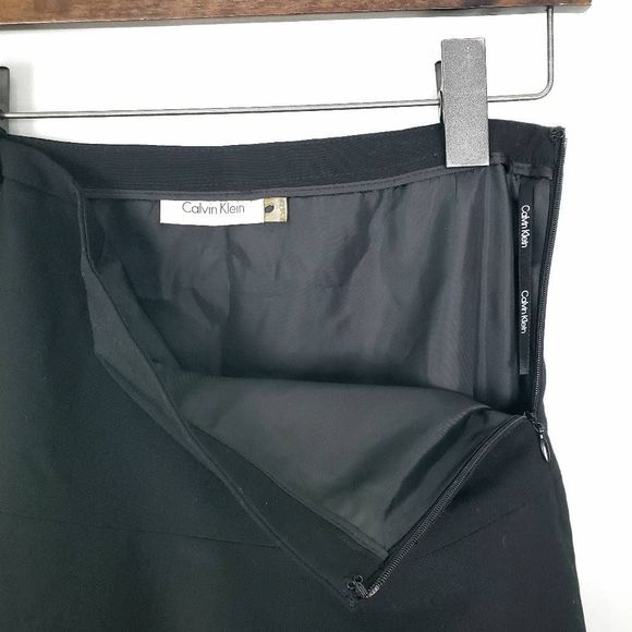 CALVIN KLEIN Women's Black Fit & Flare Lined Skirt Size: P - Picture 2 of 4